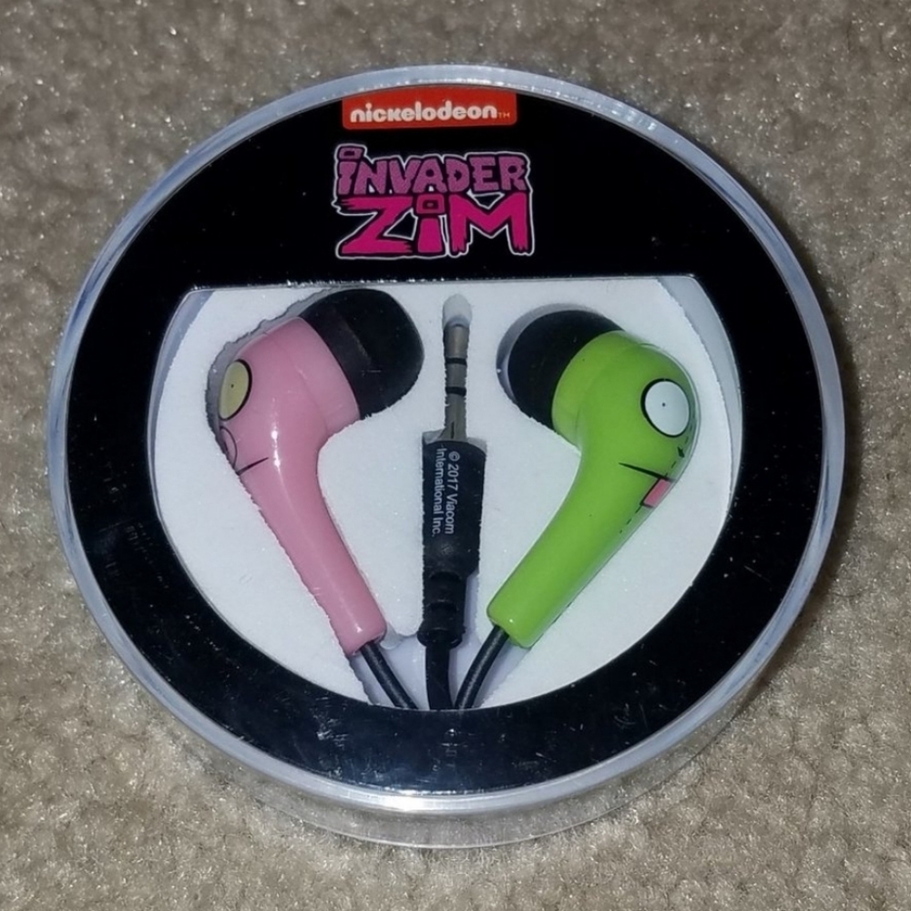 Bioworld Invader Zim Gir And Piggy Face Wired Earbuds - Brand New!
